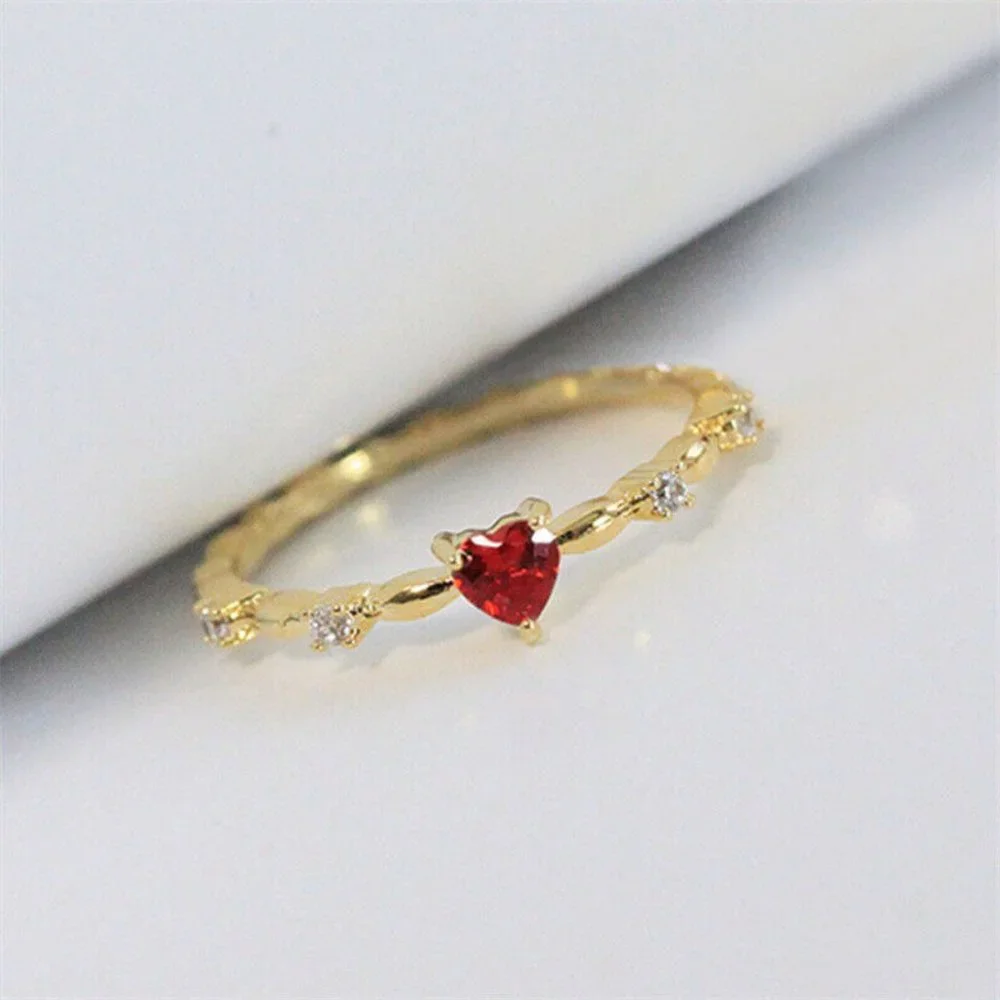 New 14k Gold Over Silver Ruby CZ Heart